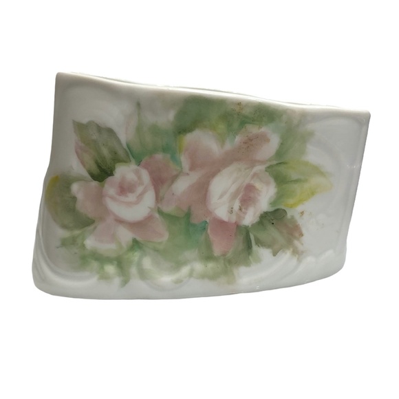 VINTAGE WHITE WITH PINK FLOWERS GERALD PORZELLAN BAVERIA PORCELAIN SPOON REST - Picture 3 of 15